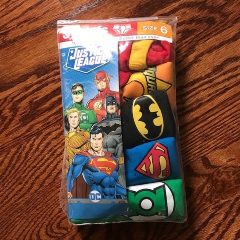 5 PAIRS BOYS KIDS JUSTICE LEAGUE BOXERS BRIEFS UNDERWEAR Sz 6 NIP NEW